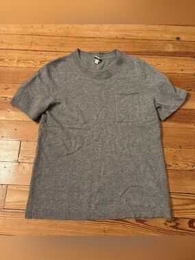 J.Crew Oversized Cashmere Tee XL Gray BA366 Short Sleeve Pocket Sweater